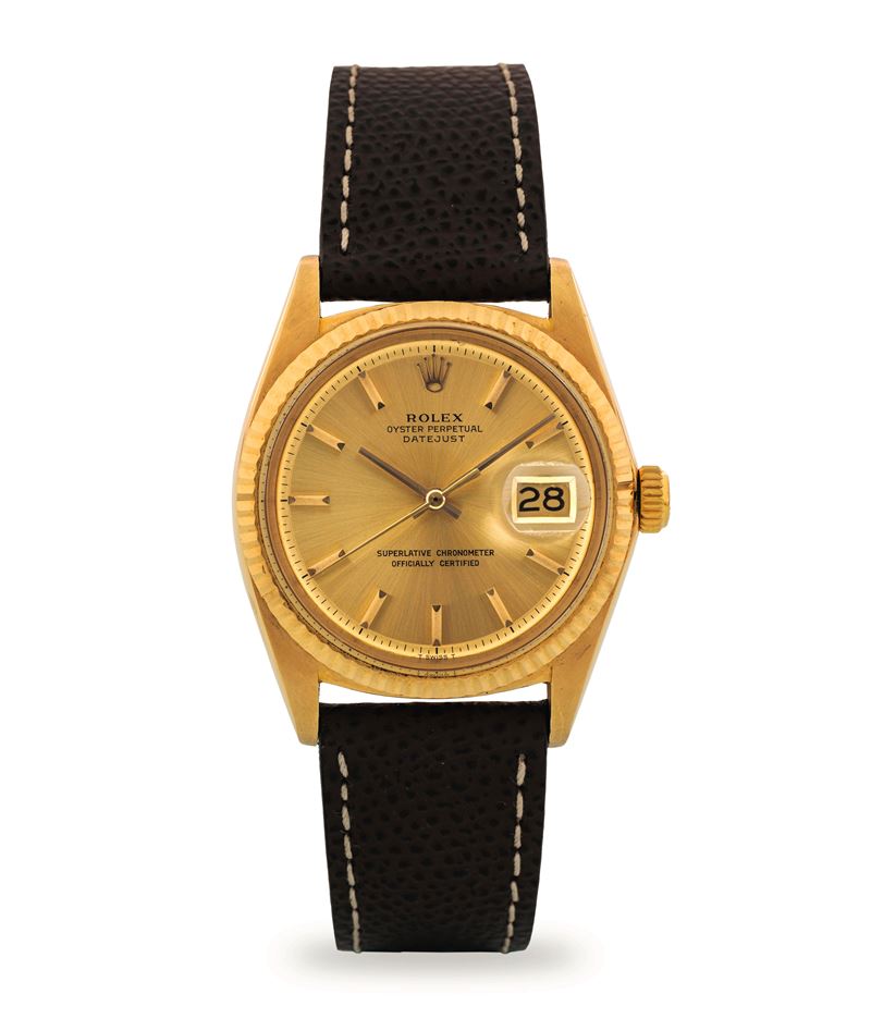 Rolex : Datejust ref 1601 in yellow gold, champagne dial, circa 1970  - Auction Wristwatches - Cambi Casa d'Aste