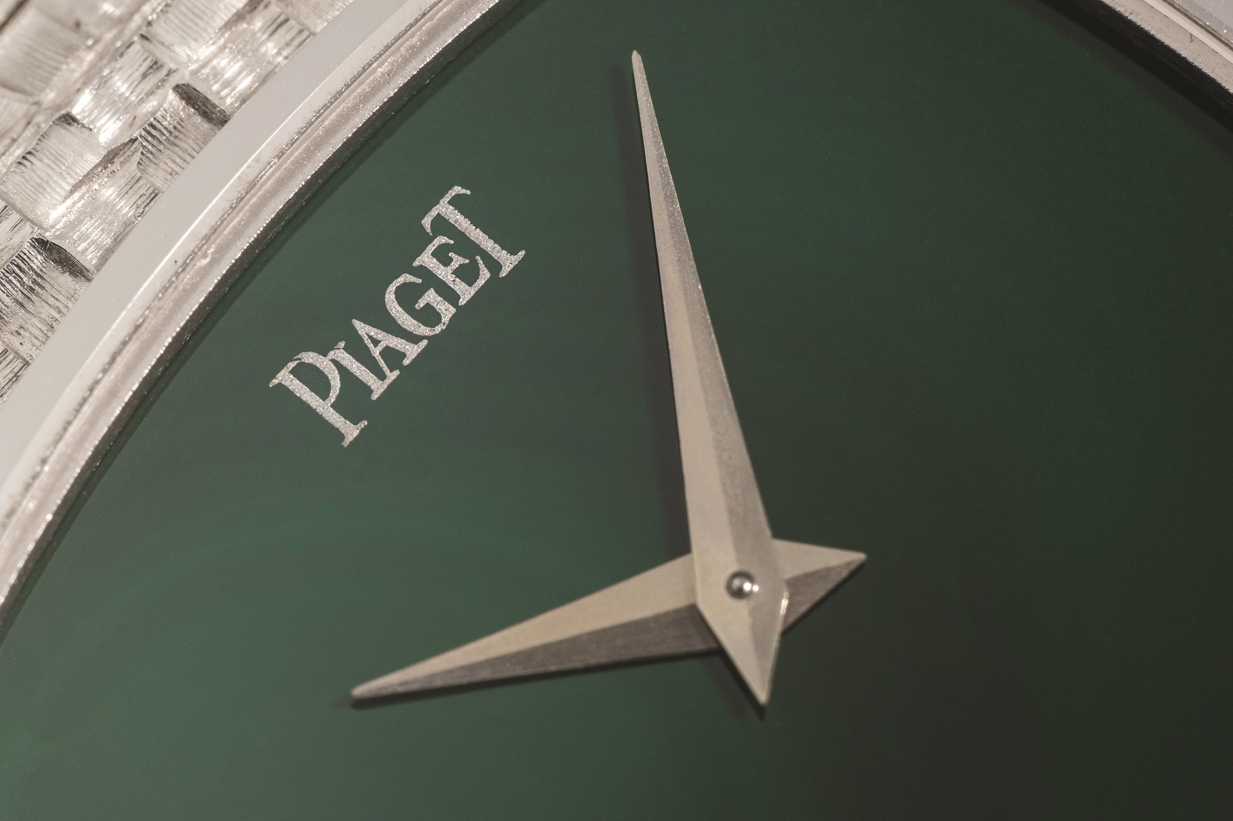 Piaget - Elegante orologio da polso ultrapiatto ref 9571H in oro bianco con quadrante in malachit...