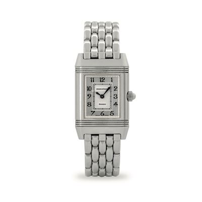 Reverso Duetto ref. 266.8.44, acciaio e brillanti, quadrante argenté, circa 2000