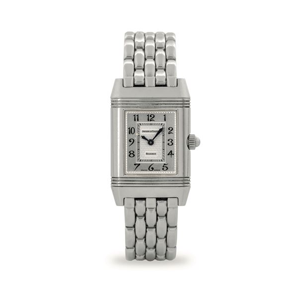 Jaeger-LeCoultre - Reverso Duetto ref 266.8.44 in steel and brilliants, silvered dial, with box and guarantee, circa 2000