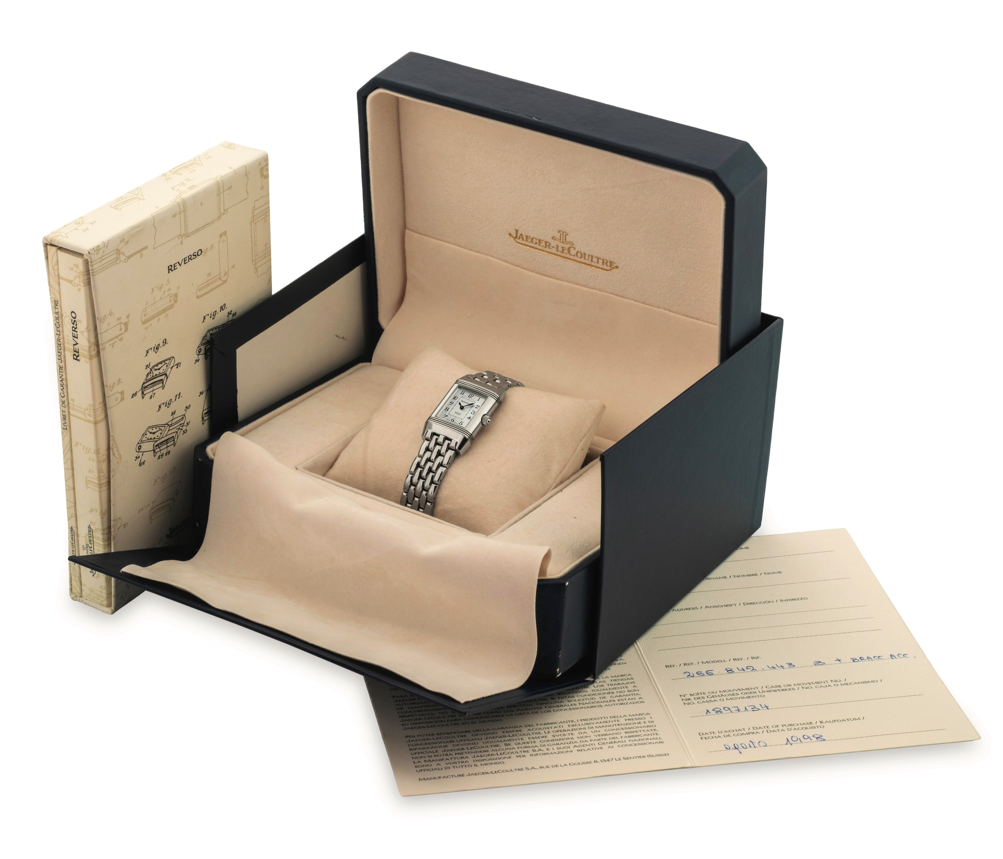 Jaeger-lecoultre - Reverso Duetto ref. 266.8.44, acciaio e brillanti, quadrante argenté, circa 20...