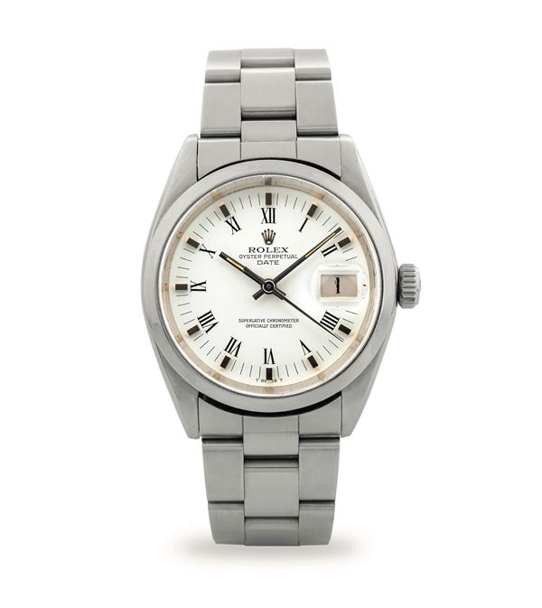 Rolex - Oyster Perpetual Date ref 1500 in steel, automatic movement with date display, white dial Roman numerals, circa 1972