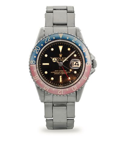 GMT Master 'Cornino' ref. 1675, acciaio, quadrante nero virato marrone, circa 1961