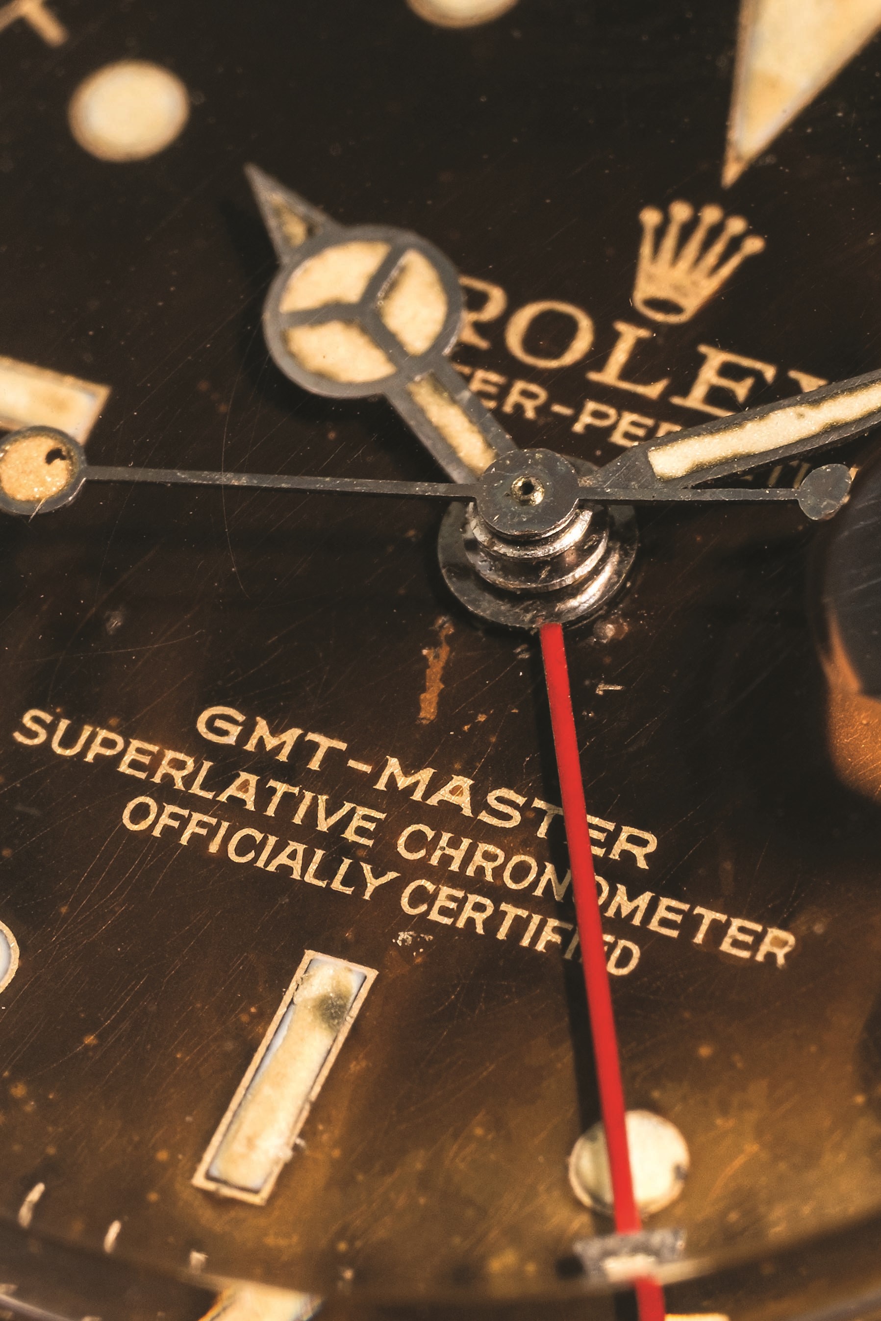 Rolex - GMT Master 'Cornino' ref. 1675, acciaio, quadrante nero virato marrone, circa 1961