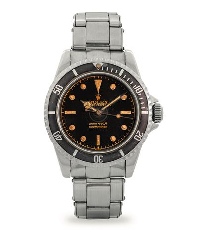 Submariner ref 5513 'Cornino', Gilt Exclamation Point in acciaio, quadrante nero, circa 1961