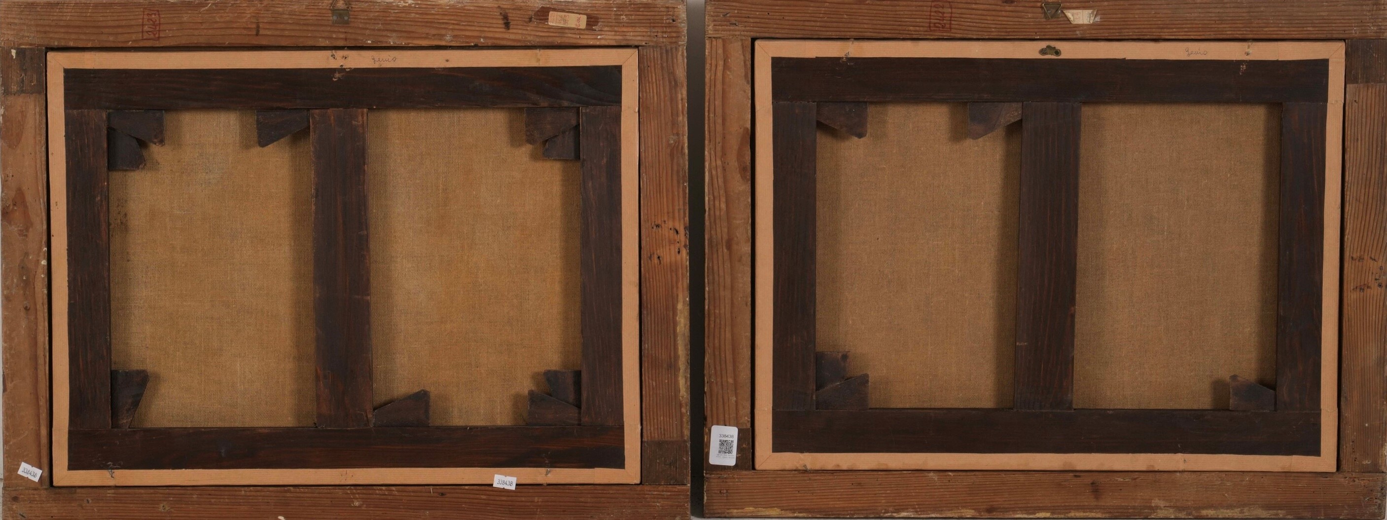 Scuola di fine XVIII-inizi XIX secolo, Paesaggi fluviali con figure, olio su tela