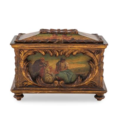 Arte veneta del XVIII secolo, Cofanetto in legno intagliato dipinto e dorato