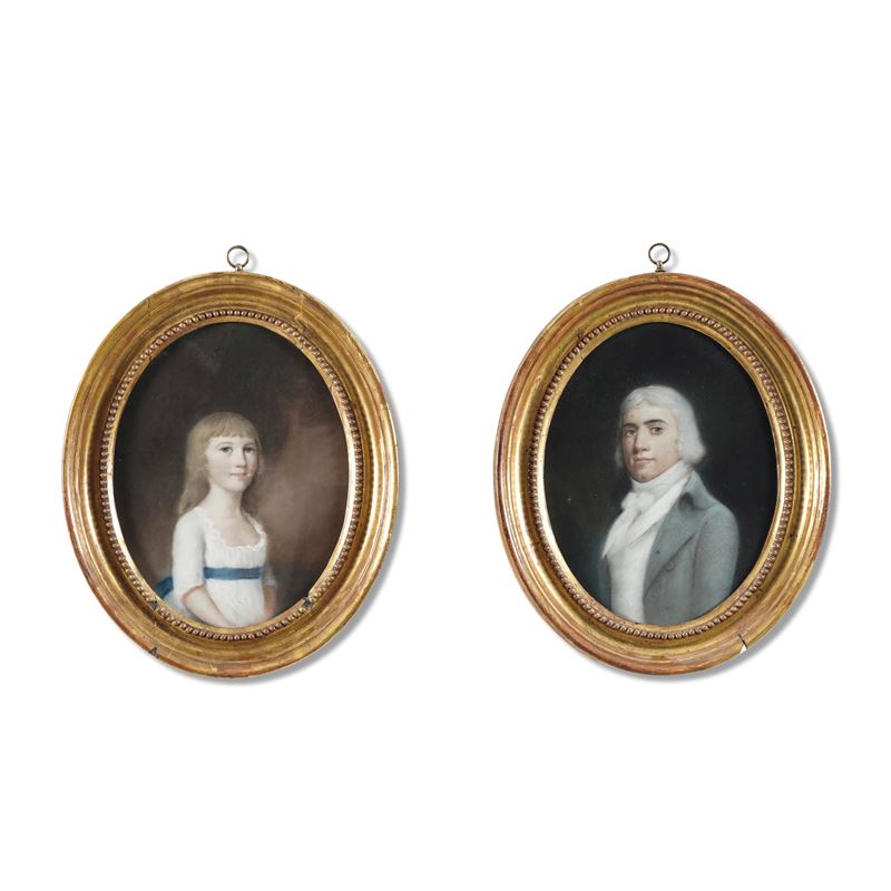 Scuola francese del XIX secolo Ritratti  - pastello su carta - Asta Dimore Italiane - Cambi Casa d'Aste