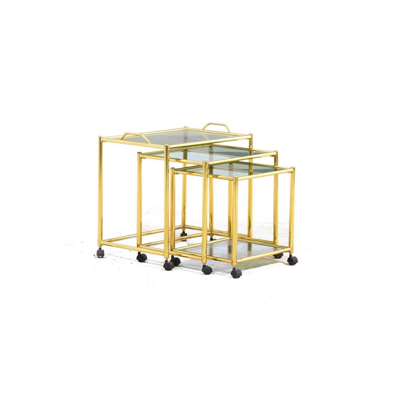 Tre tavolini a nido in ottone. XX secolo  - Auction Italian Mansions TIME - Cambi Casa d'Aste