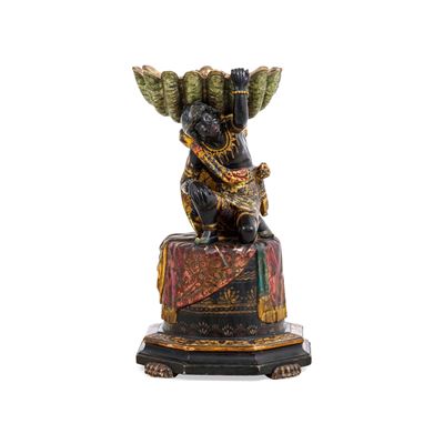 Figura di moro in legno scolpito, laccato e dorato, Venezia, XIX secolo