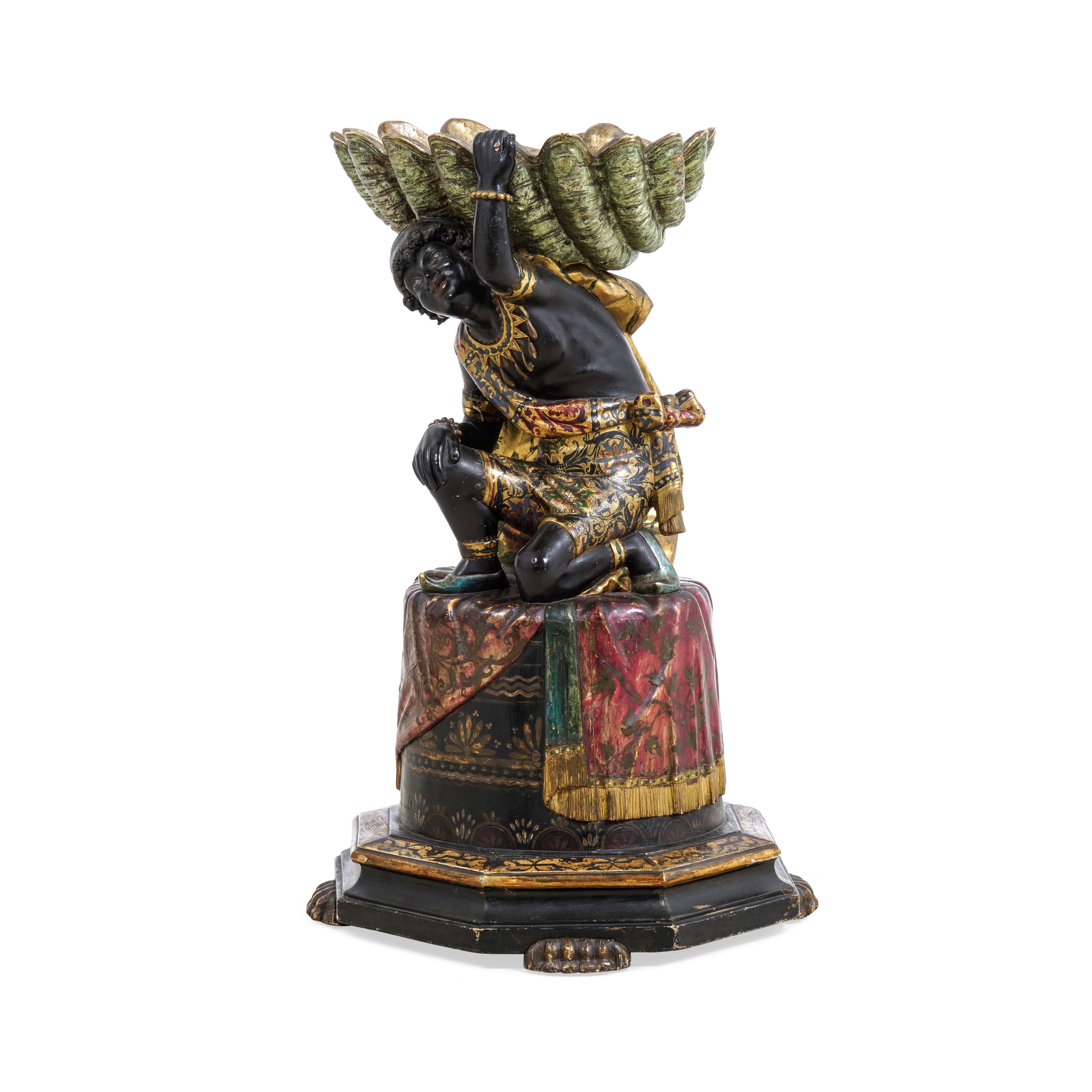 Figura di moro in legno scolpito, laccato e dorato, Venezia, XIX secolo