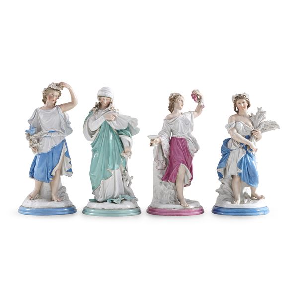 Figure allegoriche delle stagioni. Milano, San Cristoforo, Manifattura di Giulio Richard, 1860-1870.