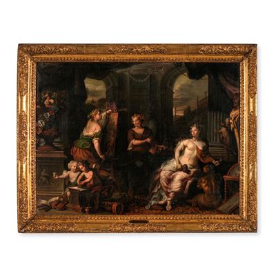 Scuola fiamminga del XVII secolo, Allegoria delle arti, olio su tela