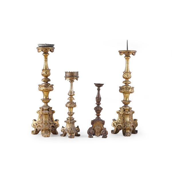 Una coppia di torciere e altri due diverse. XVIII-XIX secolo