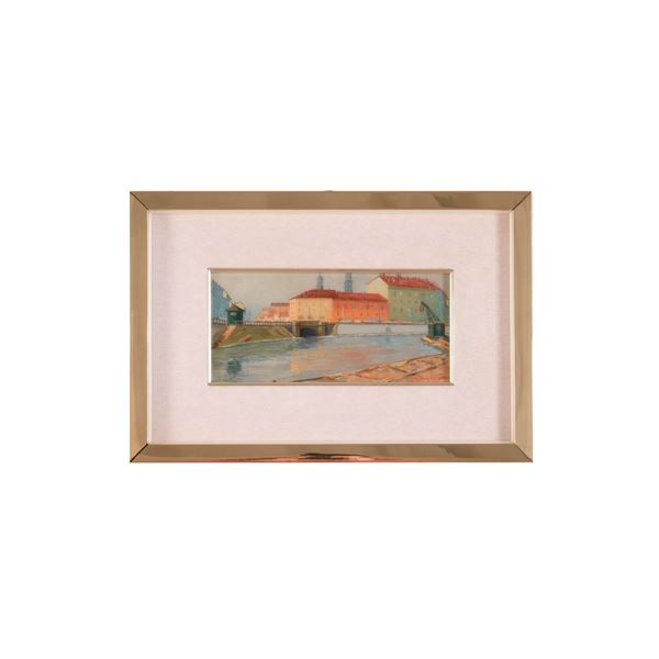 Giovanni Barbieri Paesaggio urbano con fiume