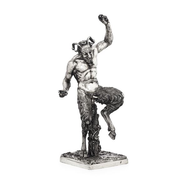 Fauno danzante. Roma, prima metà del XX secolo. marchi ad imitazione dell'argenteria romana antica