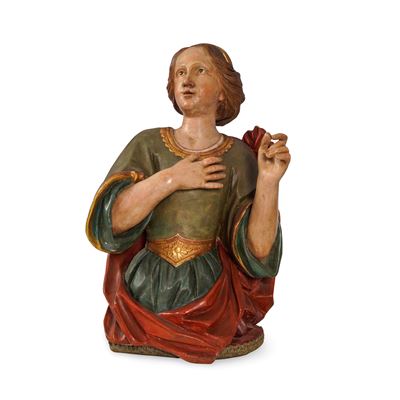 Scultore attivo nell’Italia centro meridionale (XVII-XVIII secolo), Santa in legno policromo e pa...