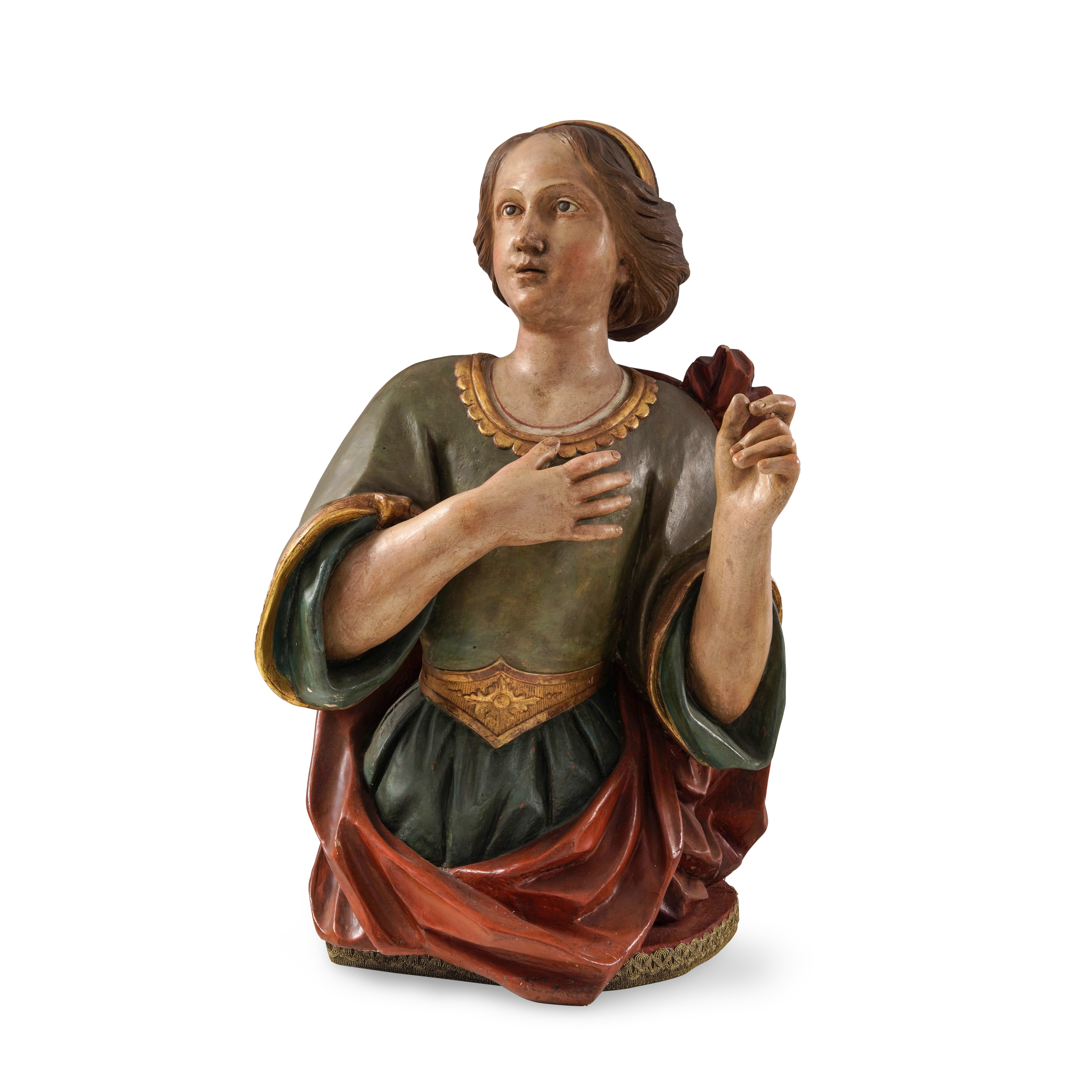 Scultore attivo nell’Italia centro meridionale (XVII-XVIII secolo), Santa in legno policromo e pa...