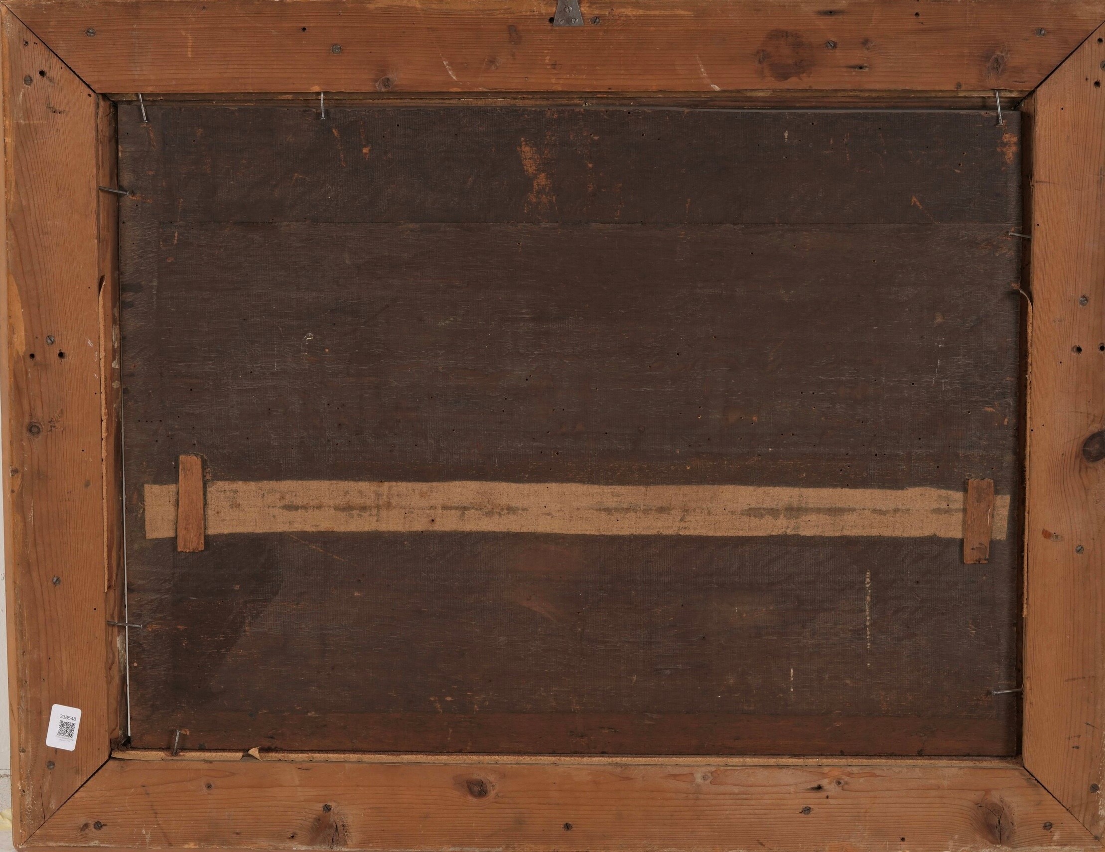 Scuola del XVIII-XIX secolo, Paesaggio fluviale con architetture e contadini, olio su tavola