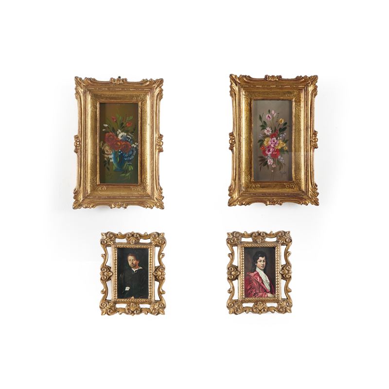 Gruppo di quattro piccoli dipinti. XX secolo  - Auction Italian Mansions TIME - Cambi Casa d'Aste