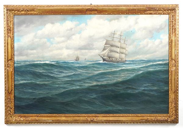 Ole Hansen (XIX-XX secolo) Marina con velieri