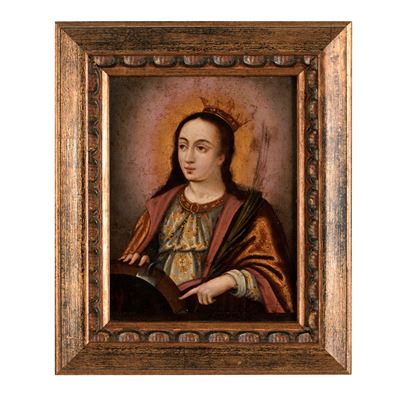 Scuola del XVII secolo, Santa Caterina, olio su rame