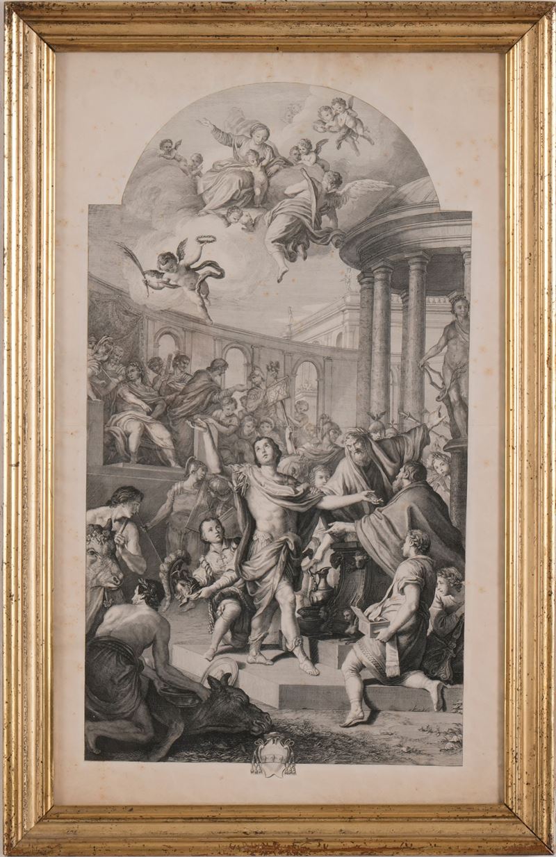 Valesio Dionigi (1730 ca.-1780 ca.) San Giorgio rifiuta di sacrificare agli idoli  - Auction Italian Mansions TIME - Cambi Casa d'Aste