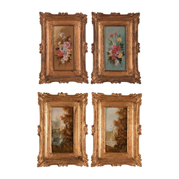 Due coppie di dipinti. XX secolo