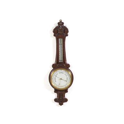Barometro-termometro da Parete in Legno Intagliato