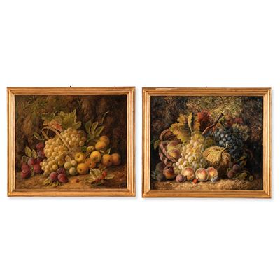 Nature morte con fiori e frutta, olio su tela