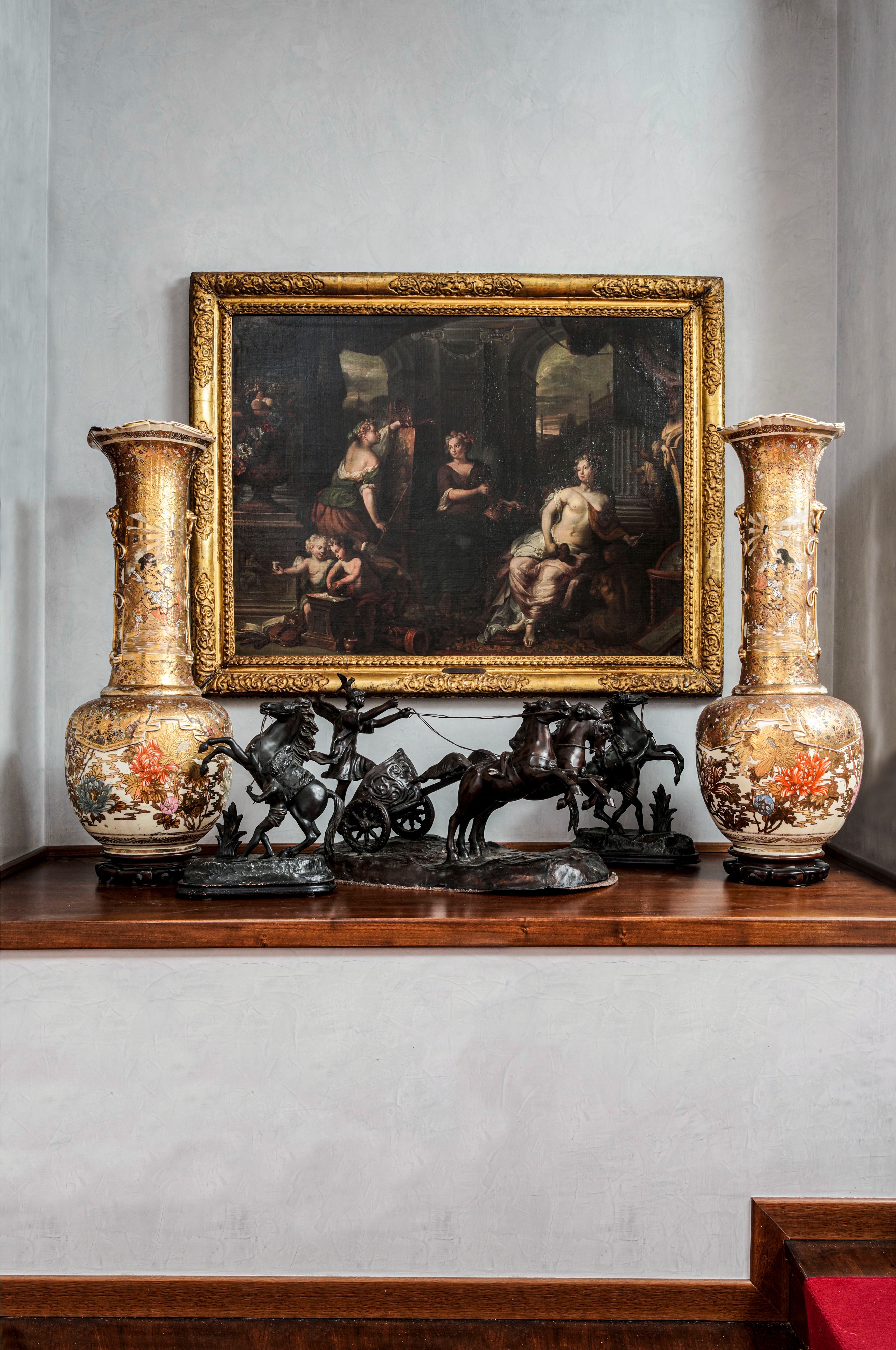 Nicolas Coustou (1677-1746), Coppia di cavalli di Marly in bronzo fuso e patinato