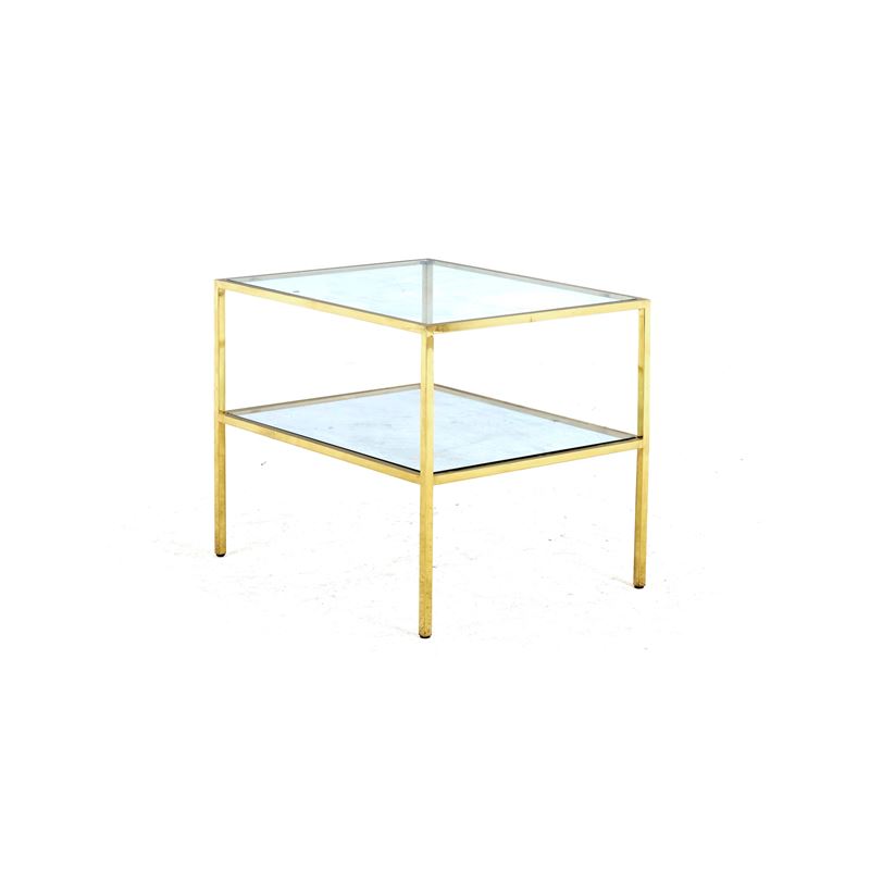 Tavolino rettangolare in ottone a due piani in vetro. XX secolo  - Asta Antiquariato - Cambi Casa d'Aste