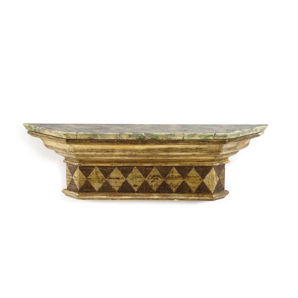 Mensola in legno dorato e dipinto, XIX secolo