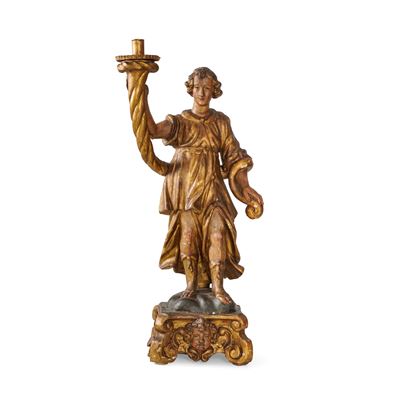 Angelo ceroforo, Lombardia, XVII secolo (legno dorato)