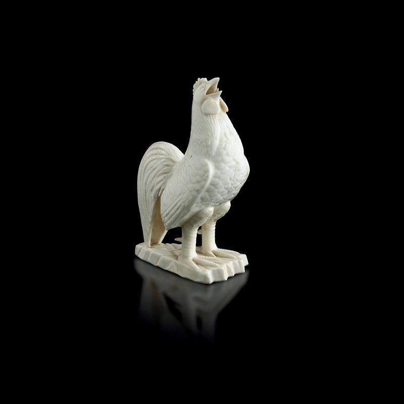 Figure of a rooster in Dehua Blanc de Chine porcelain, China, Qing Dynasty, 18th century  - Auction Fine Asian Works of Art - Cambi Casa d'Aste