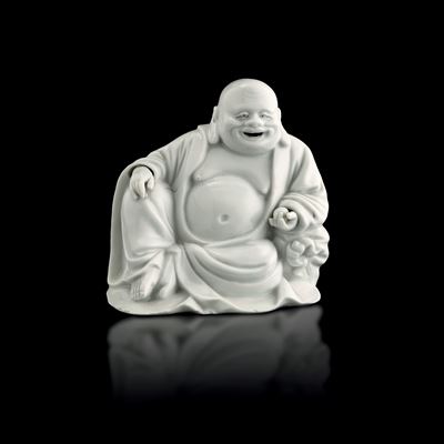 Figura di Buddha in Porcellana Dehua, Blanc De Chine, Cina, Dinastia Qing, Epoca Qianlong (1736-1...