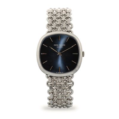 Ellipse ref 3544/2, orologio in oro bianco 18k con bracciale integrato e quadrante blu Soleil, ci...