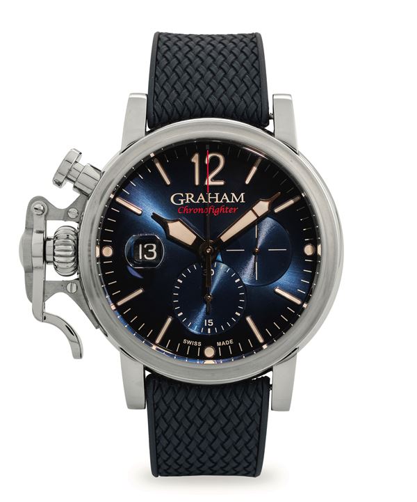 Chronofighter Grand Vintage in acciaio, quadrante blu con datario a ore 9, con scatola e garanzia