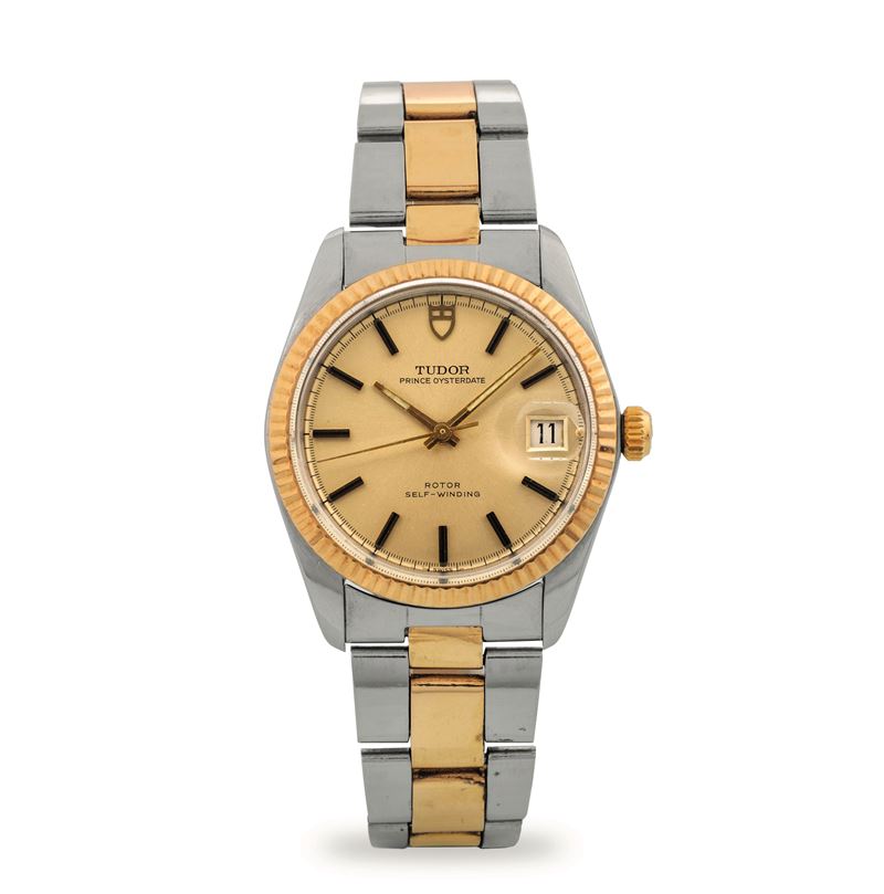 Tudor : Prince Oysterdate ref 9071/3 in steel and gold, champagne dial with date at 3 o'clock, circa 1969  - Auction Wristwatches - Cambi Casa d'Aste