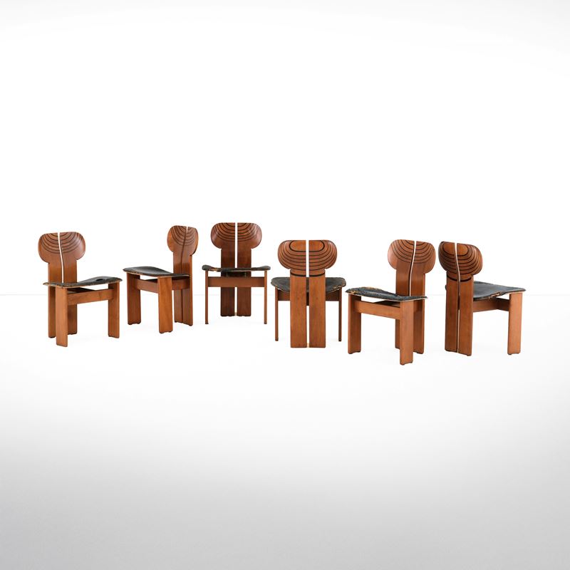 Afra e Tobia Scarpa : Sei sedie mod. Africa della serie Artona  - Auction Design - Cambi Casa d'Aste