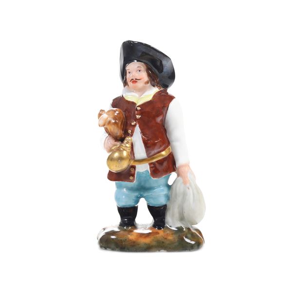 Figurina di Sancho Panza Russia, probabilmente San Pietroburgo,  Manifattura dei Fratelli Kornilov, fine del XIX - inizio del XX secolo 