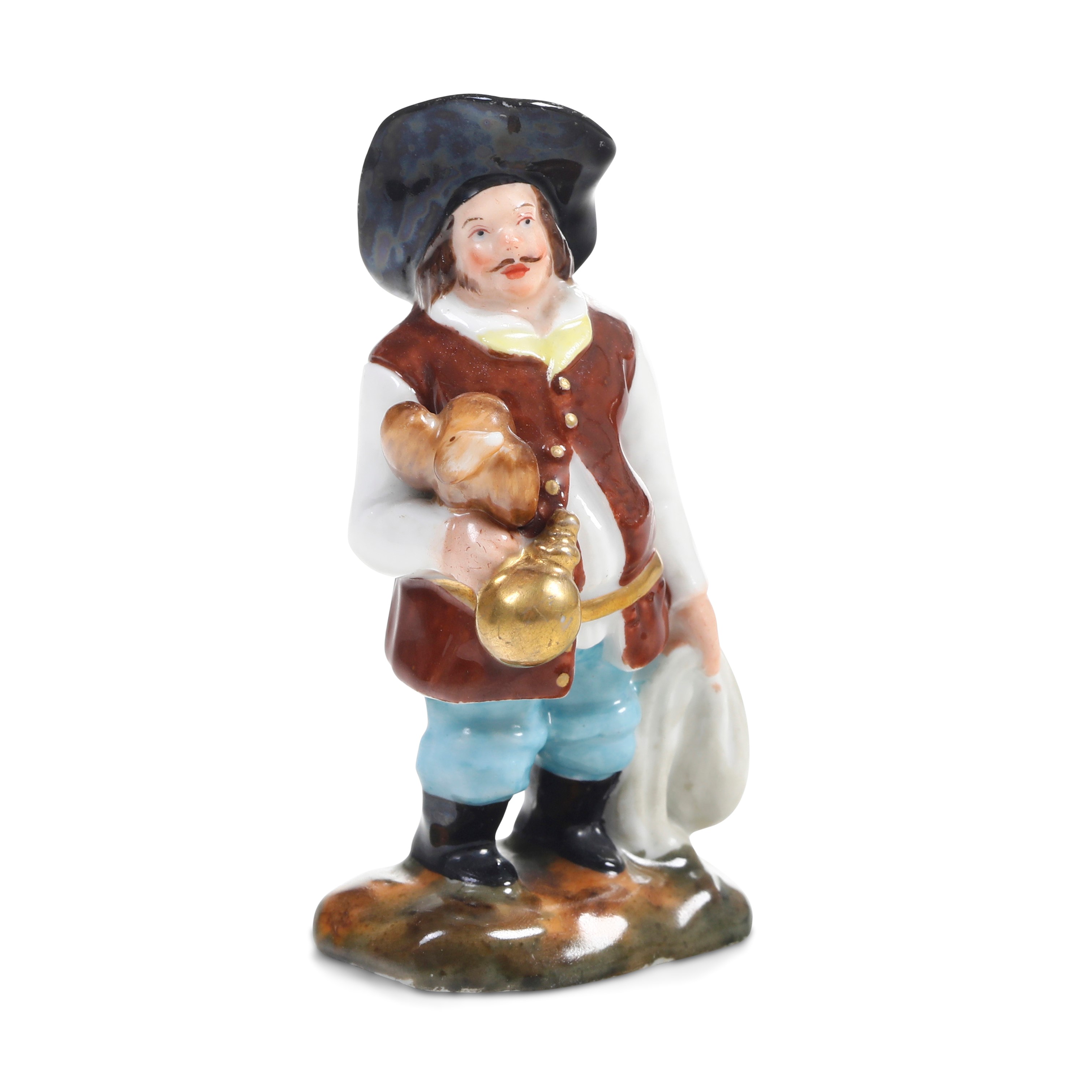 San Pietroburgo, Manifattura dei Fratelli Kornilov, Figurina di Sancho Panza in porcellana, fine ...