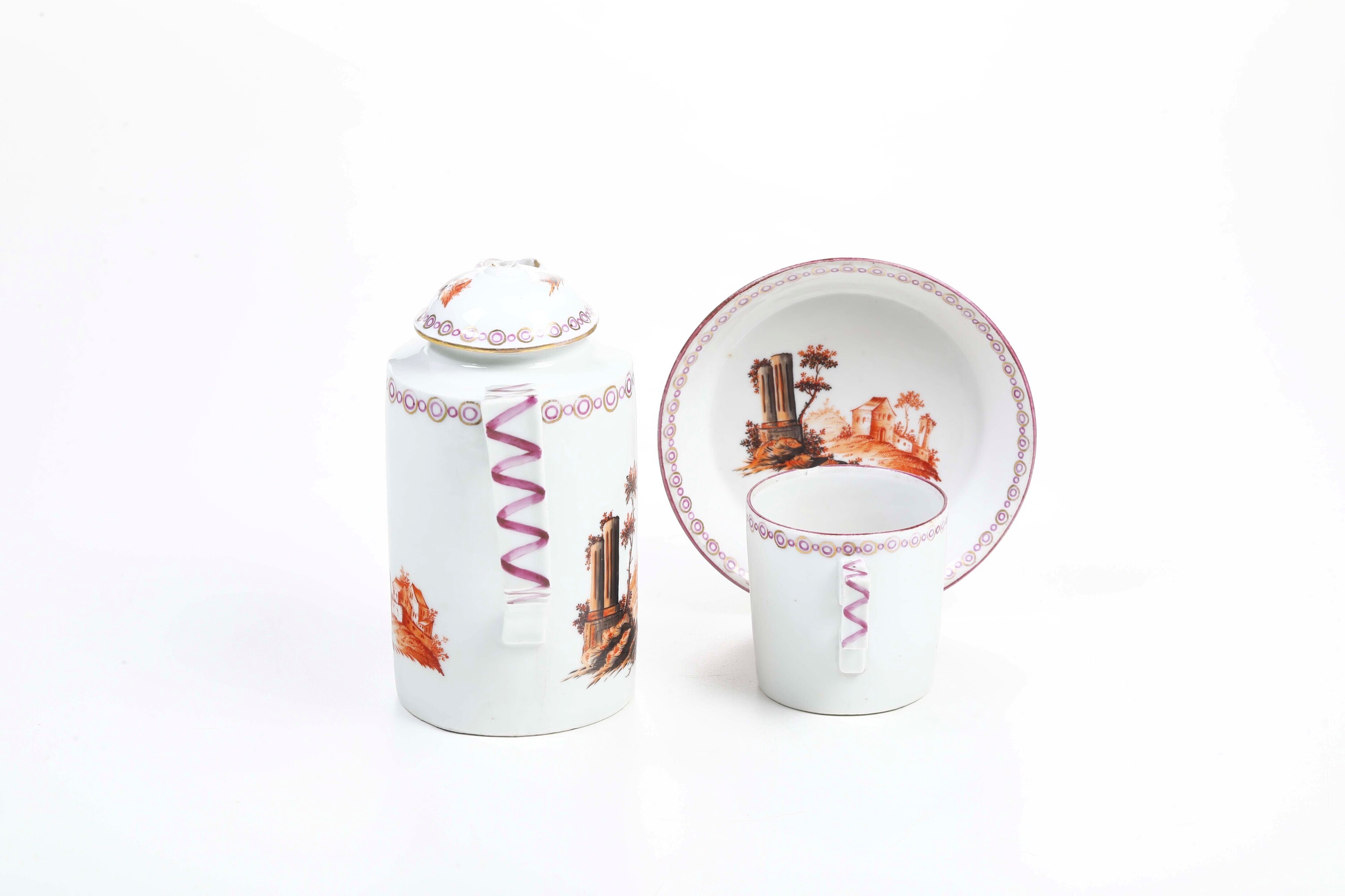 Russia (prob. San Pietroburgo, periodo di Paolo I, 1796-1801), Caffettiera e tazza con piattino i...