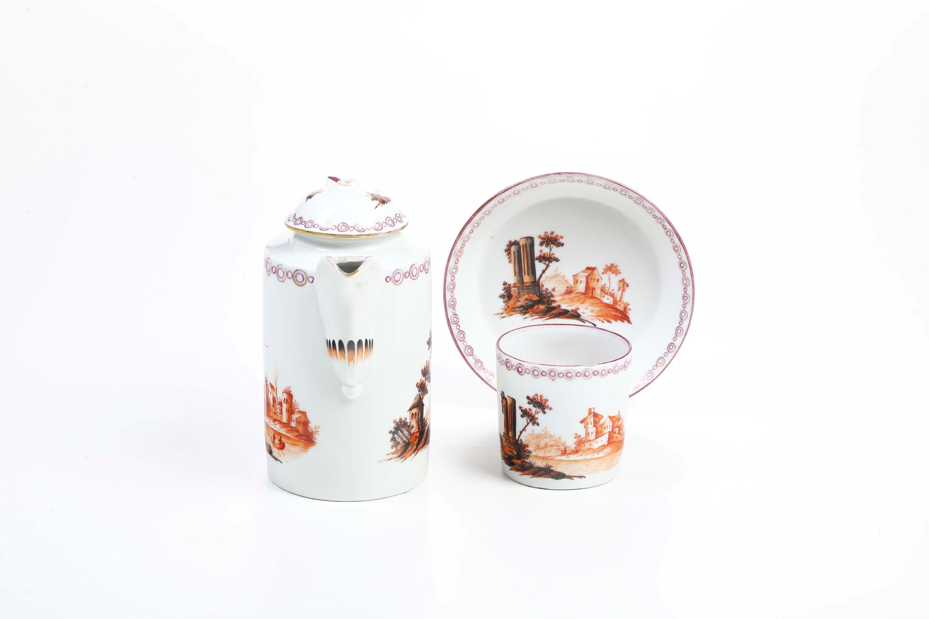 Russia (prob. San Pietroburgo, periodo di Paolo I, 1796-1801), Caffettiera e tazza con piattino i...