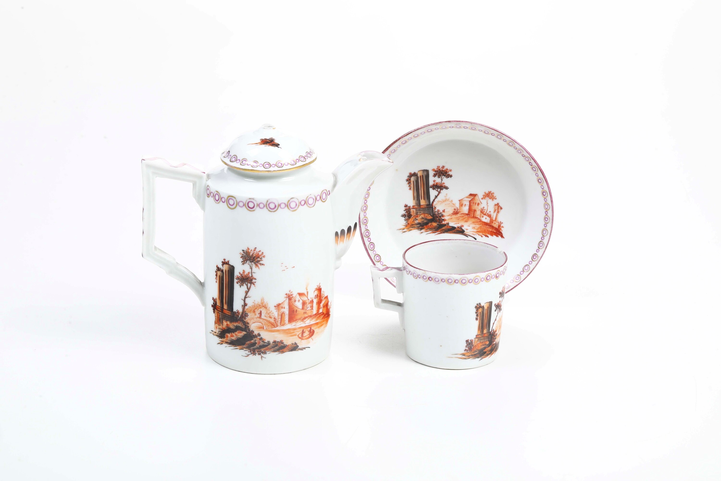 Russia (prob. San Pietroburgo, periodo di Paolo I, 1796-1801), Caffettiera e tazza con piattino i...