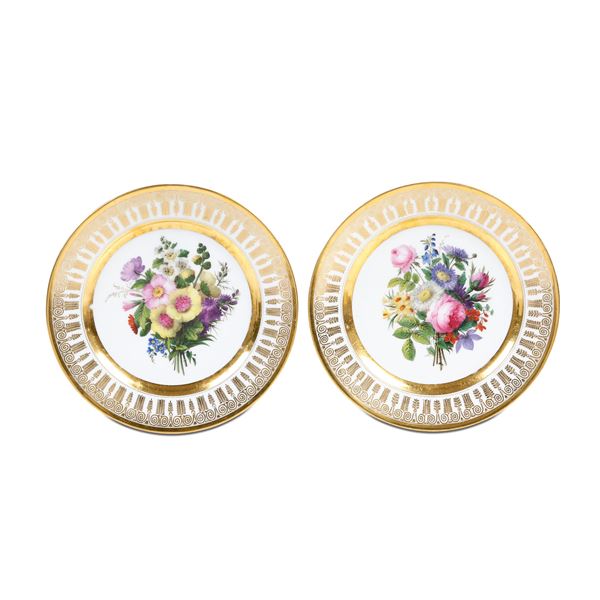 Coppia di piatti Doccia, Manifattura Ginori, 1830 circa 