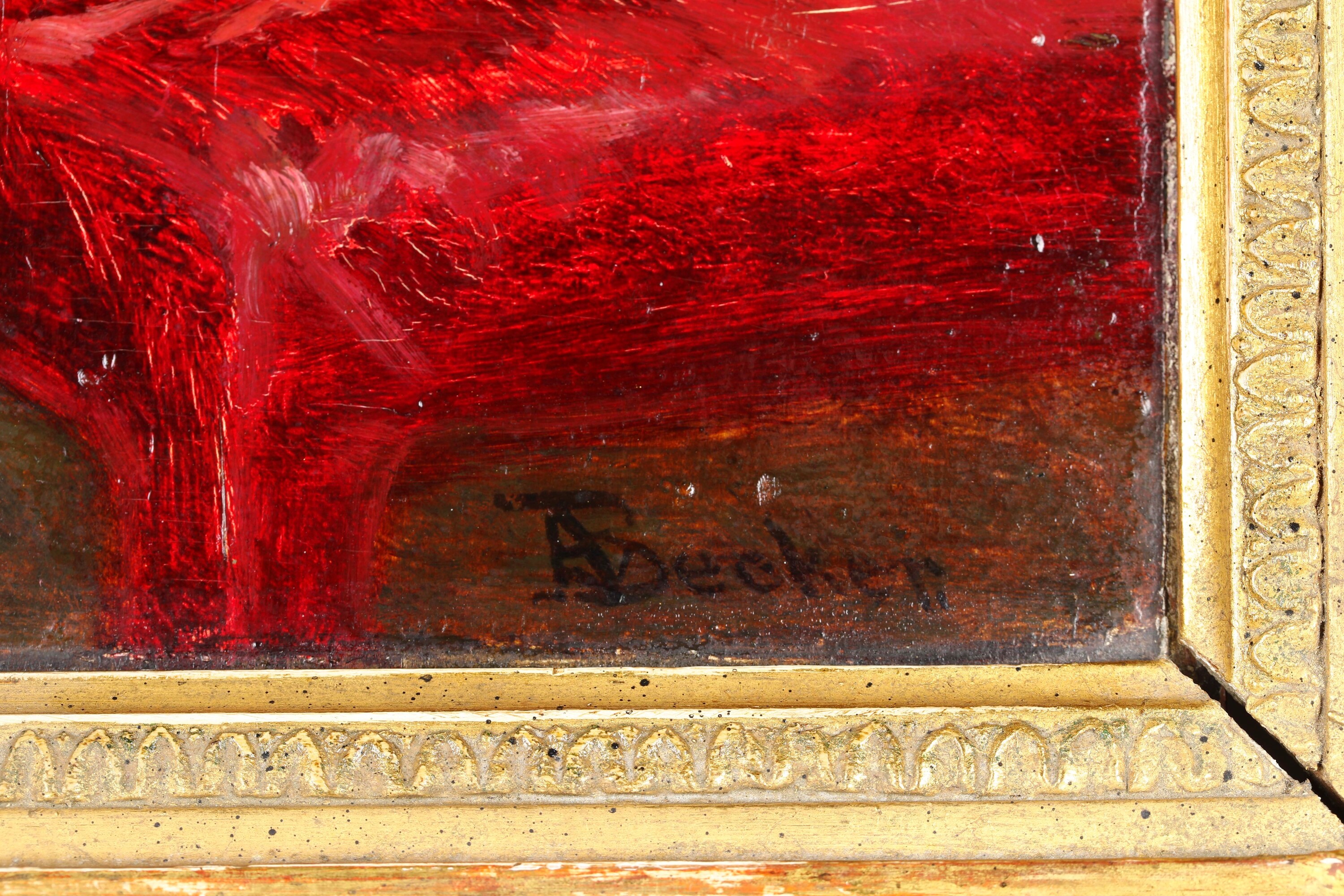 A. Becken, Interno con anziano e bimba, olio su tavoletta