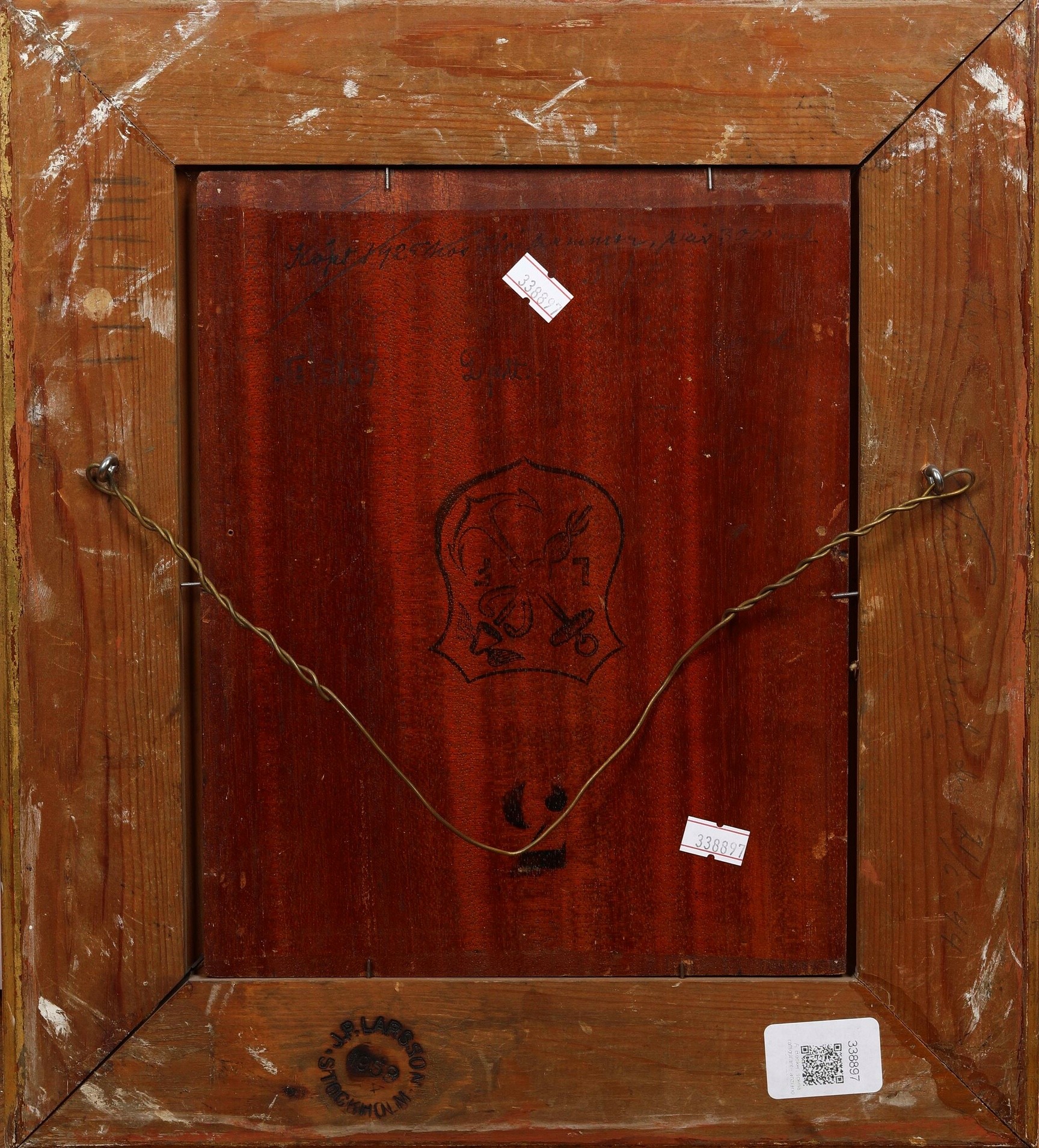 A. Becken, Interno con anziano e bimba, olio su tavoletta