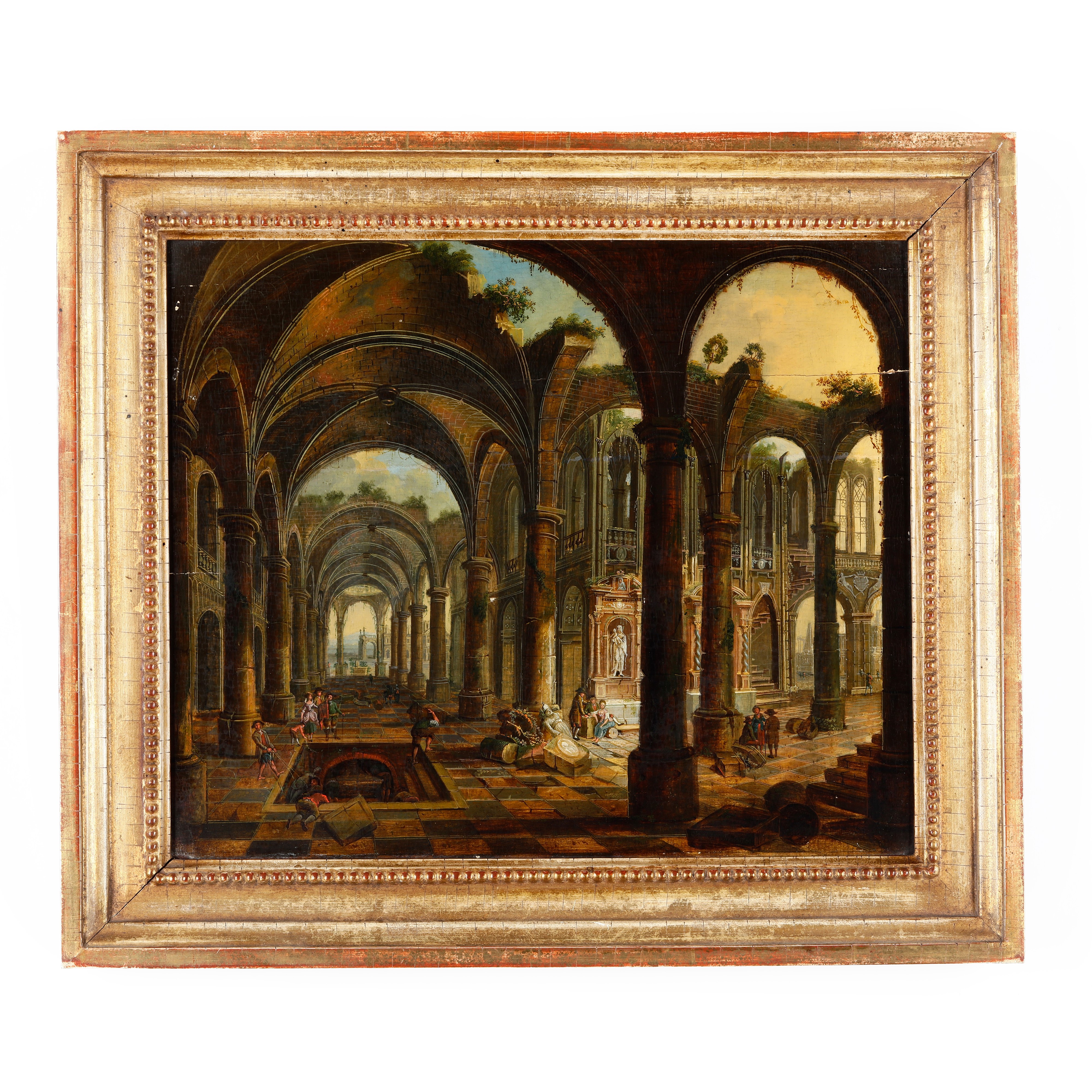 Scuola della Fine del XVIII-inizi del XIX Secolo Capriccio Architettonico con Figure