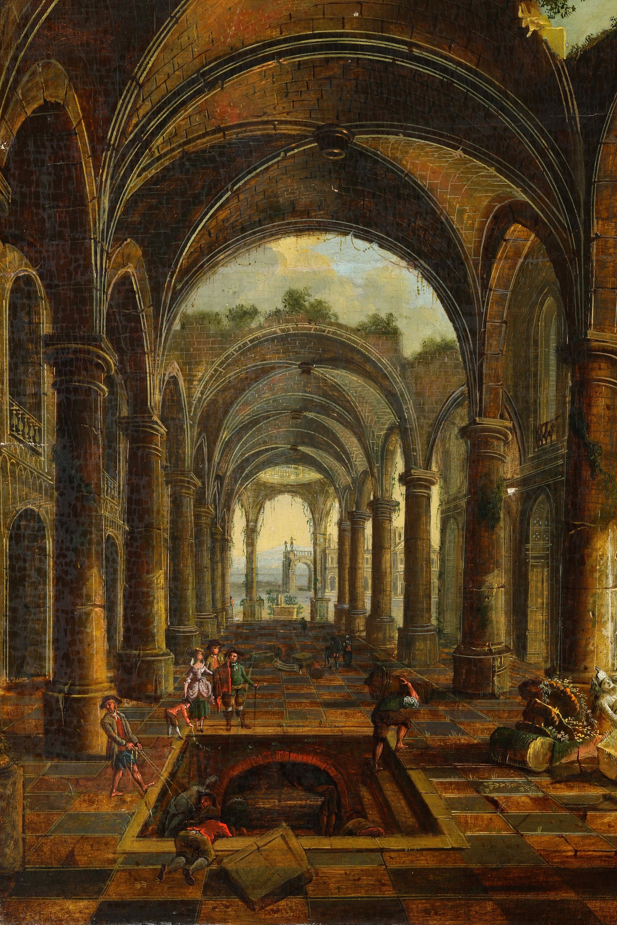 Scuola della Fine del XVIII-inizi del XIX Secolo Capriccio Architettonico con Figure